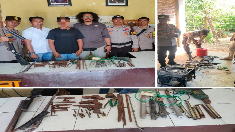 Pelaku Perakit Senpi saat diamankan Polisi