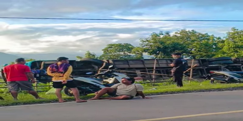 Kondisi Bus Surya Kencana di TKP