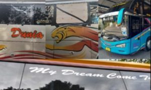 Bus malam dunia dan Surya Kencana dilempar OTK Bus malam dunia dan Surya Kencana dilempar OTK
